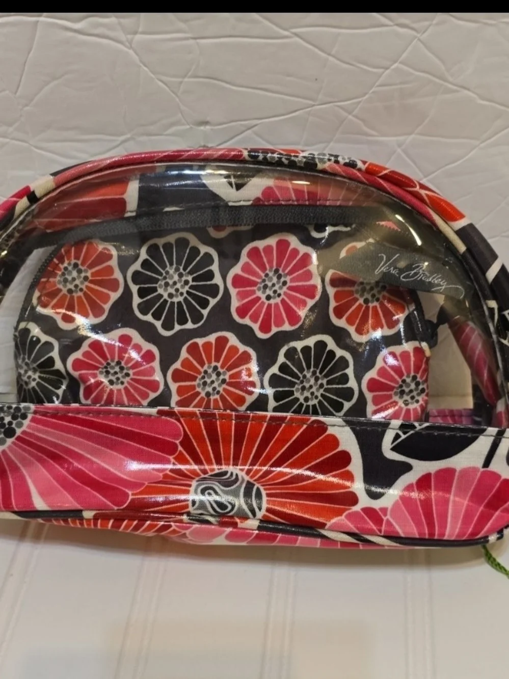 Vera Bradley Lot 2 Floral Cosmetic Pouch in Red & Black ,essential